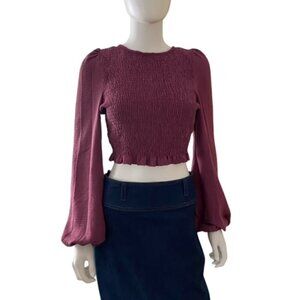 Lalavon Smocked Open Tie Back Top Medium